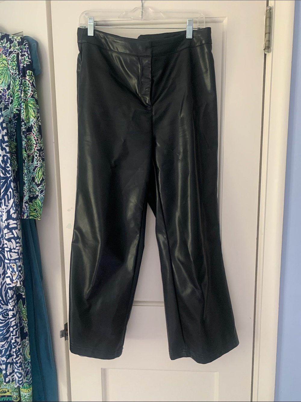 bagatelle Black Faux Leather Wide-Leg Pants